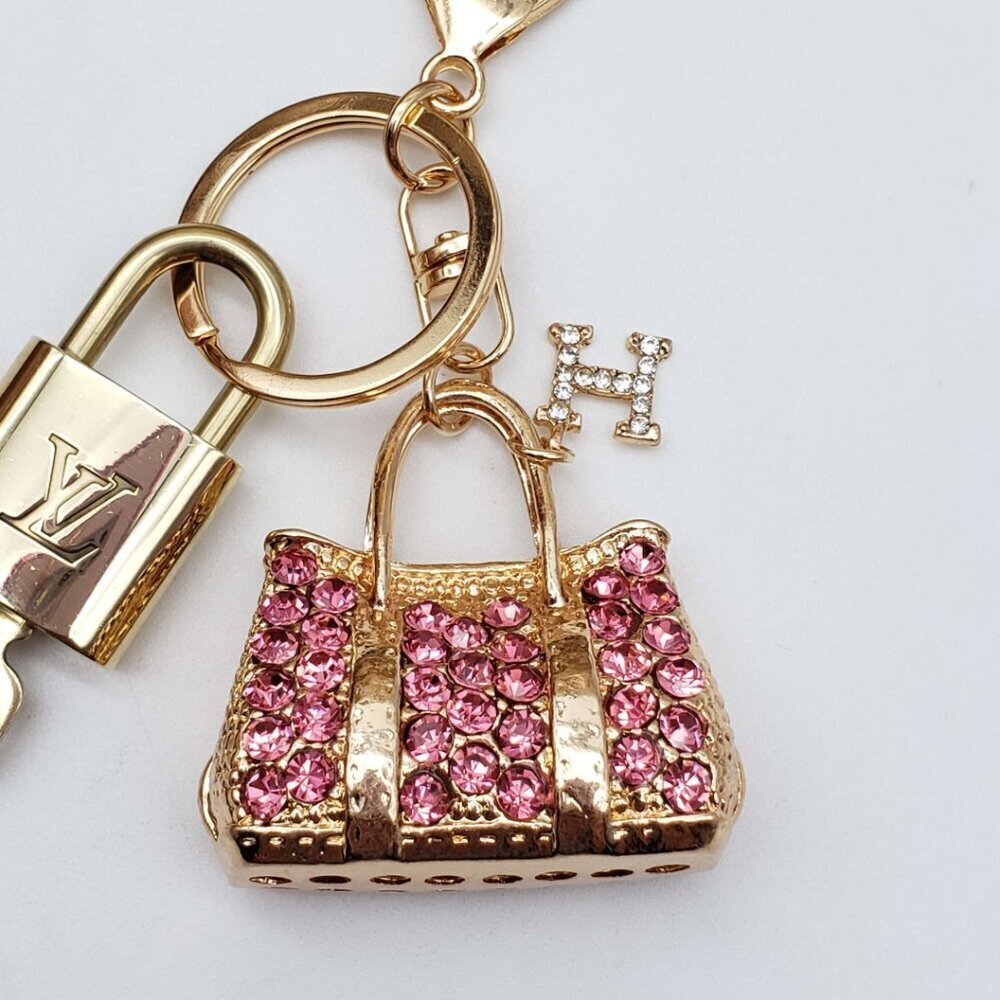 Louis Vuitton Gold Padlock Key 🔒 Authentic LV Charm + Unbranded Bag Keychain - Picture 5 of 7